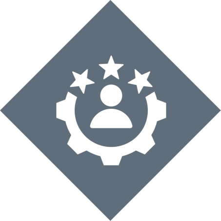 Person icon with stars and gear.