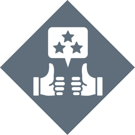 Two thumbs up with star speech bubble.
